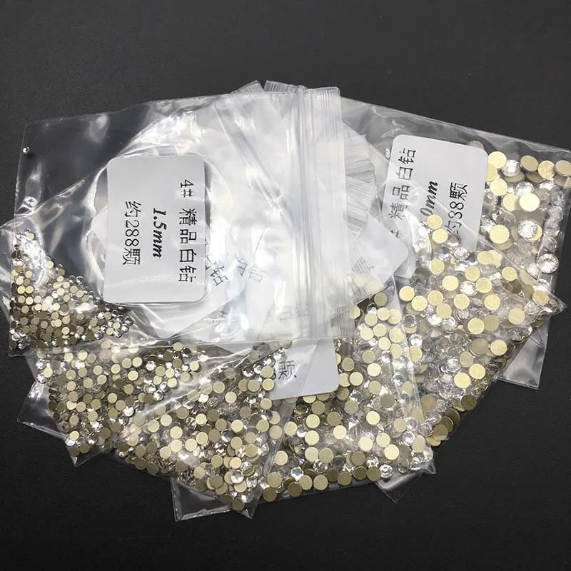 AAAAA Crystal 1440 шт/партия, 39 цветов, 6 размеров, круглые кристаллы и камни, не горячей фиксации, плоские стразы для дизайна ногтей, хрустальное украшение - Цвет: AAAAA Crystal