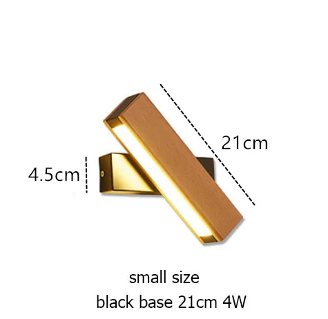 black 21cm Современный скандинавский светодиодный настенный светильник из цельного дерева, вращающийся настенный светильник для спальни, кабинета, зеркала на переднее крыльцо, коридора, балкона, кровати, настенный светильник из кованого железа - Цвет абажура: black 21cm