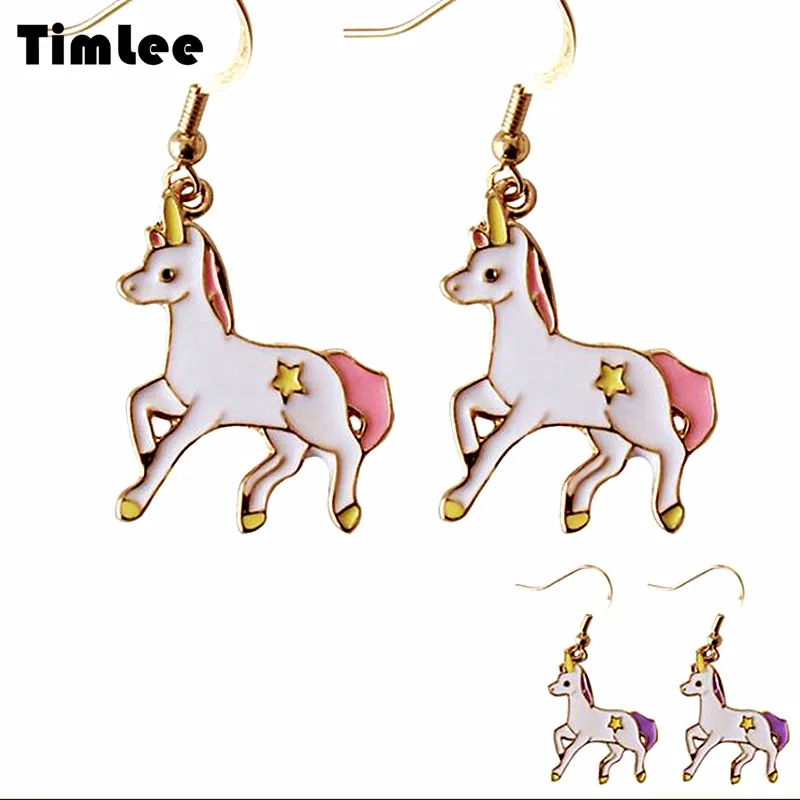 Timlee E251 BD Two-sided Drops Of Oil Lovely Horse Drop Earrings Wholesale | Украшения и аксессуары