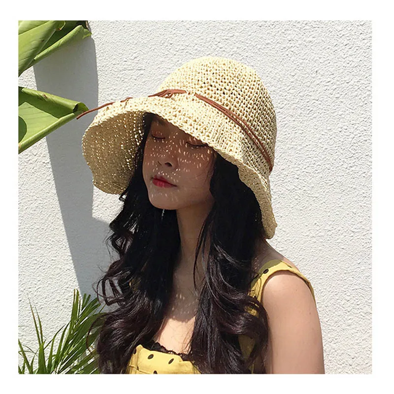 Новая женская Солнцезащитная шляпа ручная вязка складная повседневная дышащая