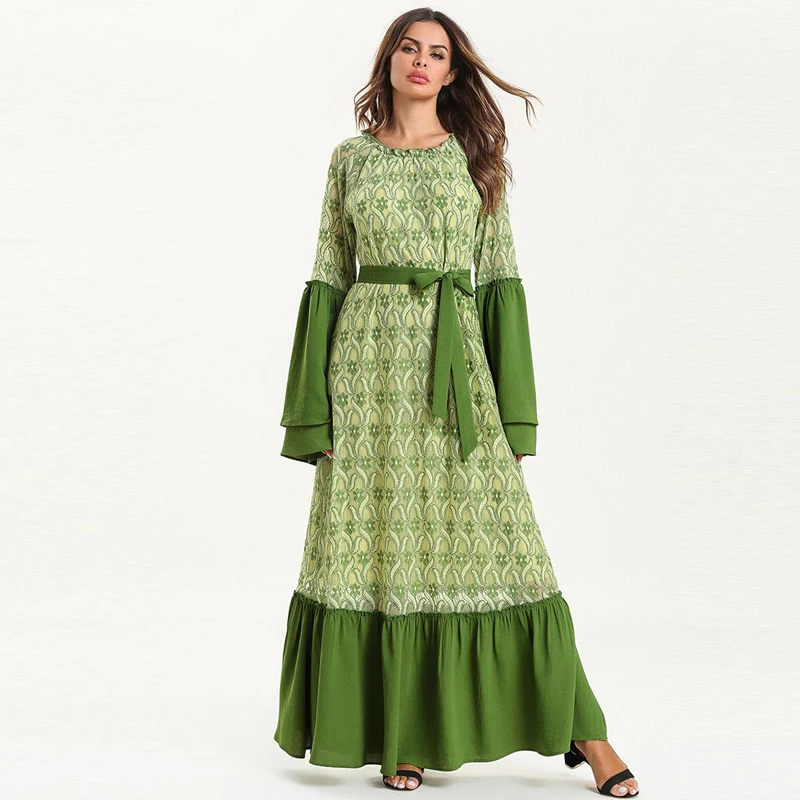 Летнее платье кафтан абайя Дубай Турция ислам мусульманский