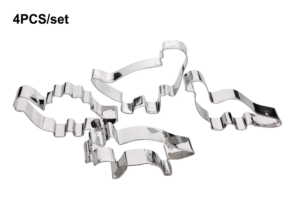Dinosaur-E-4PCS 3 шт. динозавр печенье резак форма 3D Динозавр печенье тиснение плесень сахарный десертный силиконовой формы для выпечки инструмент для украшения торта - Цвет: Dinosaur-E-4PCS