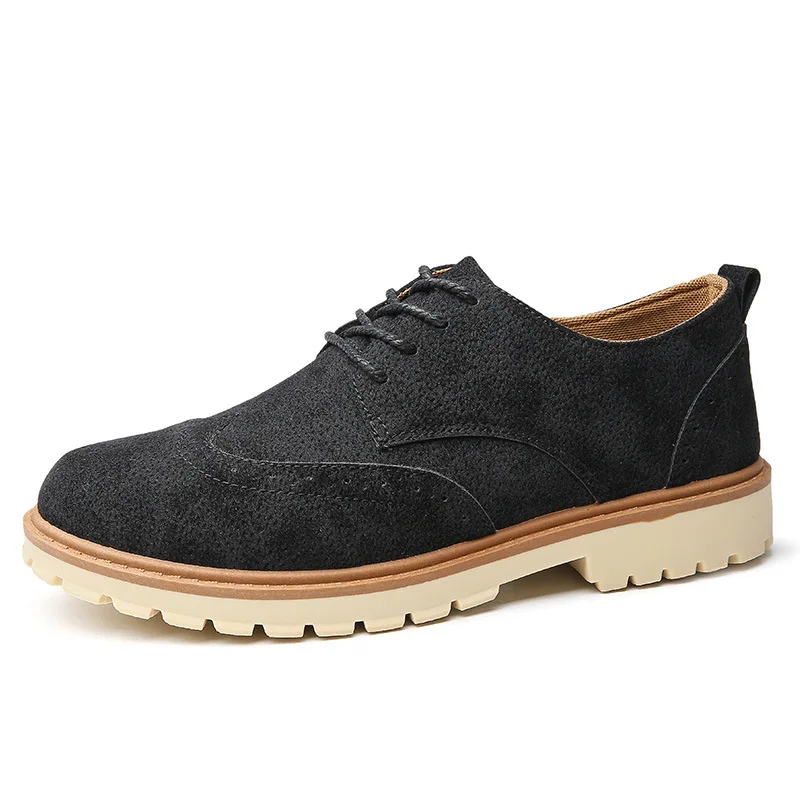 RYAMAG Pu Leather New EVA Brogue Shoes Man Platform Oxfords British Style Creepers Cut-Outs Flat Casual Men 3 Colors | Обувь