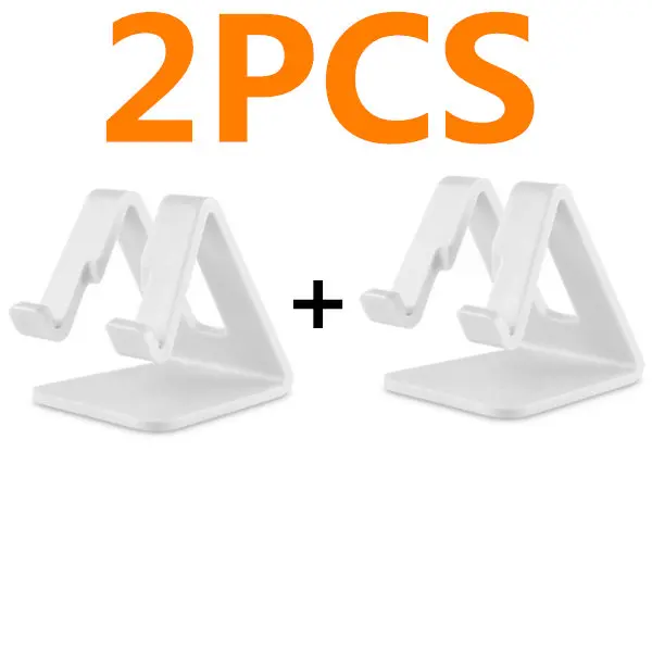 2pcs white HOTR универсальный настольный держатель для планшета, держатель для мобильного телефона с противоударной силиконовой накладкой, крепкая пластиковая подставка-держатель для сотового телефона, крепление - Цвет: 2pcs white