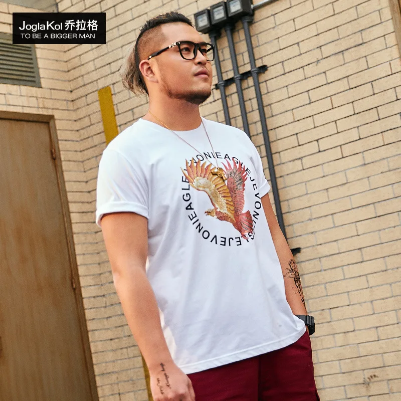 Summer 2019 Men's Fashion Printed T-shirt with Large Size and Short Sleeve Loose Leisure White | Мужская одежда