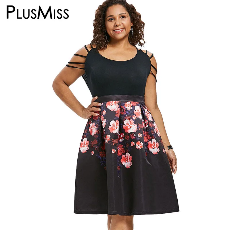 PlusMiss плюс Размеры на бретелях с пышной юбкой Платья для вечеринок XXXXL XXXL XXL