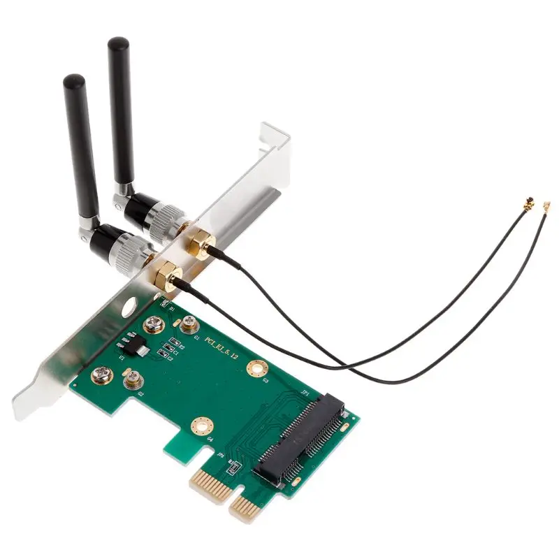 Беспроводная Wifi сетевая карта Mini PCI E к 1X настольный адаптер + 2 антенны|Сетевые