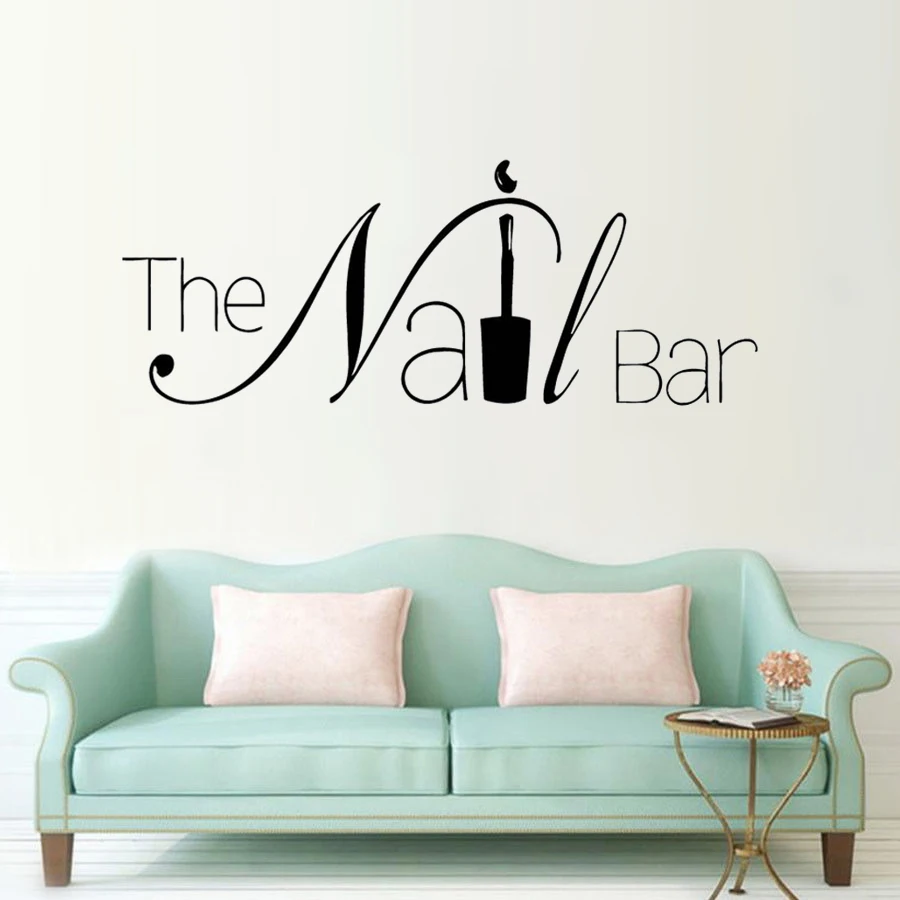 

The Nail Bar Logo Wall Window Sticker Manicure Design Wall Decal Removable Nail Art Wall Poster Beauty Salon Window Decor AY1619