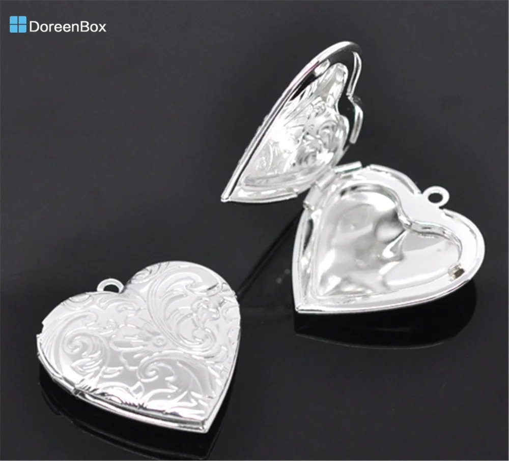 Doreen Box прекрасная 5 SP фоторамка с подвесками в виде сердца 29x29 мм (B13896)|locket pendant|heart