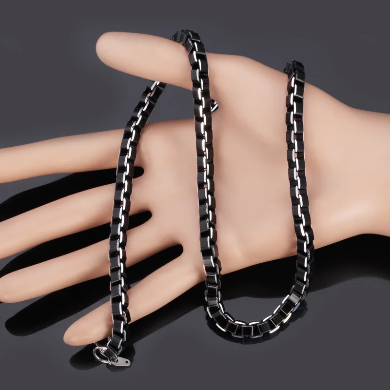 Аксессуары для мужчин набор цепочек в черной коробке из нержавеющей стали 316L