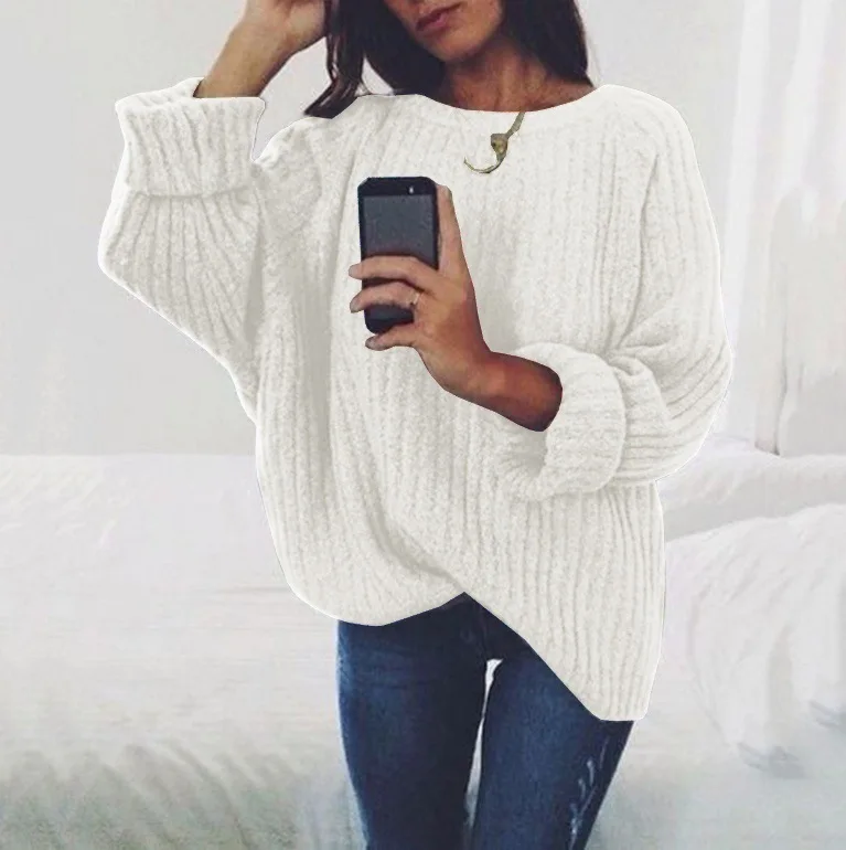 2019 fashion women clothing loose casual solid pullovers knitwear autumn winter sweater ladies jumper O-Neck Pullovers harajuku | Женская