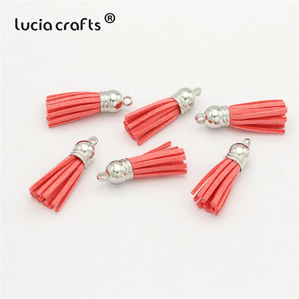 Lucia crafts 12 шт/24 шт замшевый брелок с кисточками на ремешке для мобильного телефона, ювелирные подвески, 4 см, Кожаные Кисточки с серебряными крышками I0103