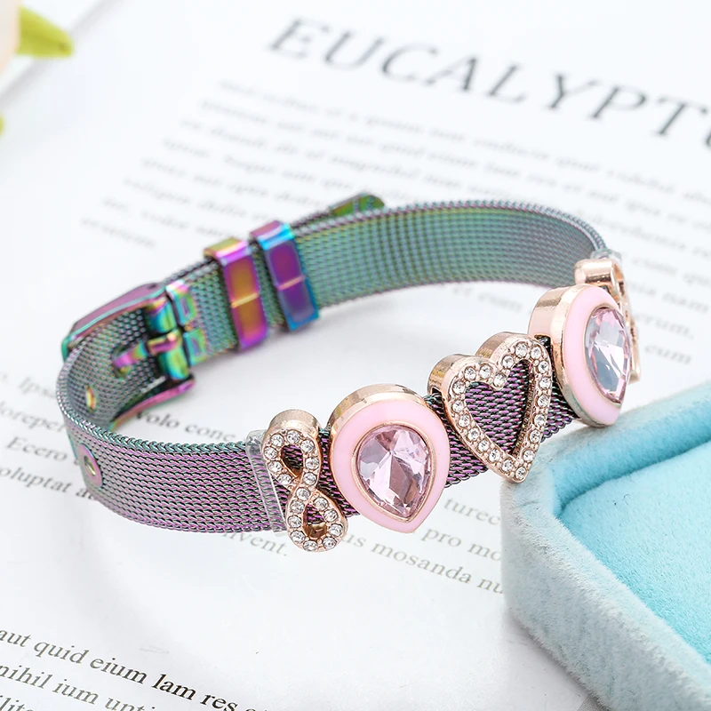 Нержавеющая сталь Хранитель сетки браслет набор с бесконечной любовь ключ и