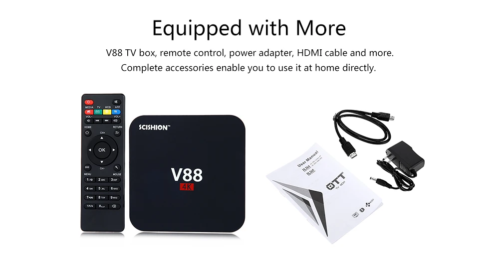 ТВ-приставка SCISHION V88 Rockchip 3229 Четырехъядерный 4K H.265 1 ГБ DDR3 ram 8 ГБ eMMC rom мини-ПК Android телеприставка