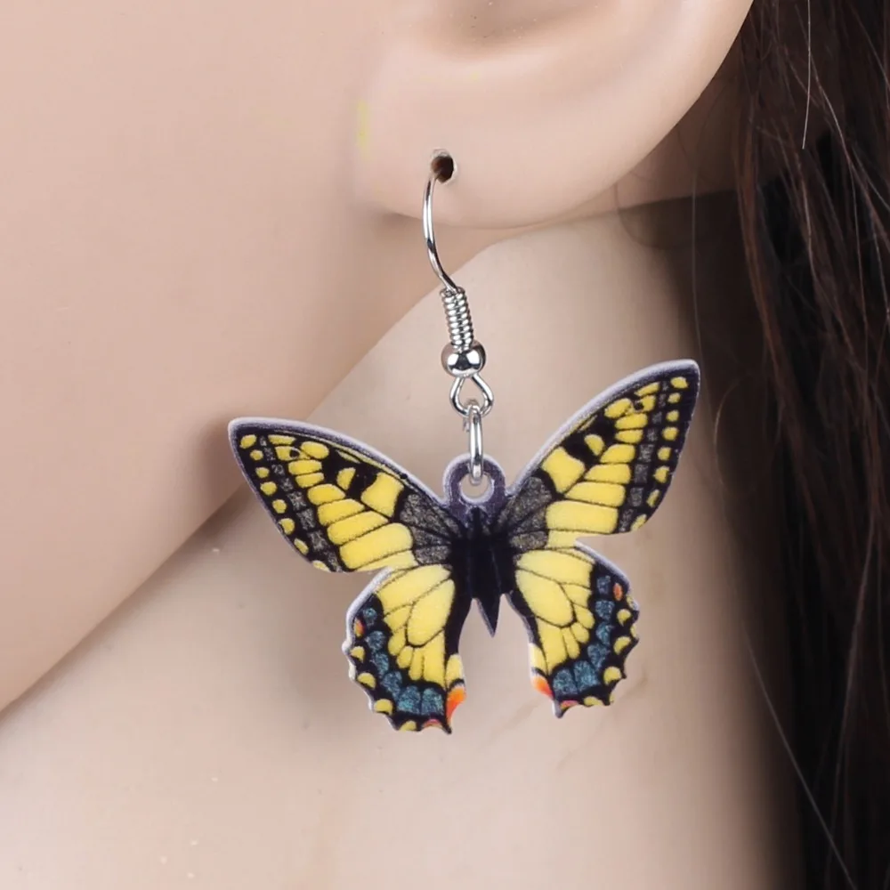 Bonsny Drop Butterfly Earrings Acrylic Art Big Long Danlge Charm Animal New 2016 Fashion Jewelry For Women Accessories | Украшения и