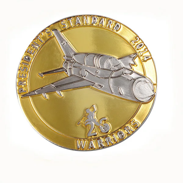 

Customized golden airplane logo military coin