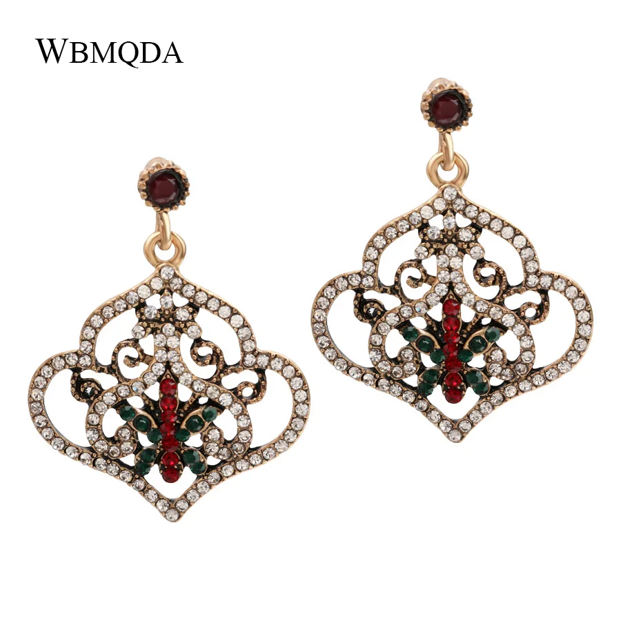 Роскошные турецкие большие Подвесные серьги для женщин антикварные золотистые с