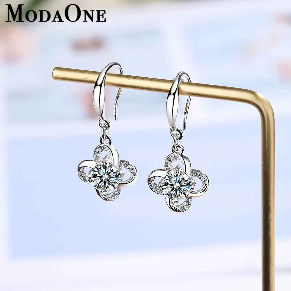 Женские длинные серьги с фиолетовым цирконием ModaOne ювелирное изделие из