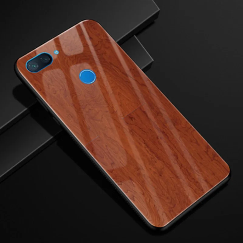 6 26 &quotДерево стильное закаленное стекло чехол для xiaomi mi 8 lite силиконовая рамка