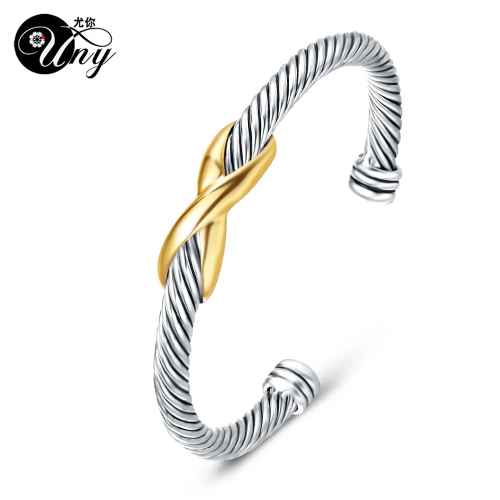

UNY Bangle Twisted Cable Wire Bracelet Antique Bangles Cross Fashion Designer Brand Vintage Christmas Gifts Womens Cuff Bracelet