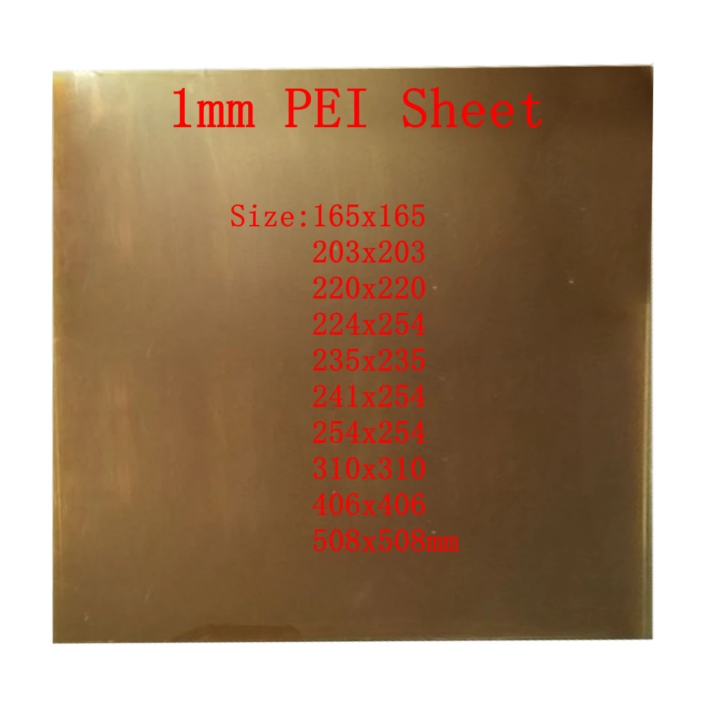 ENERGETIC 406*406*1mm Polyetherimide PEI Build Platform with 3M 468MP tape for CR-10S4 Vivedino T-Rex 3.0 3D Printer Heated Bed |