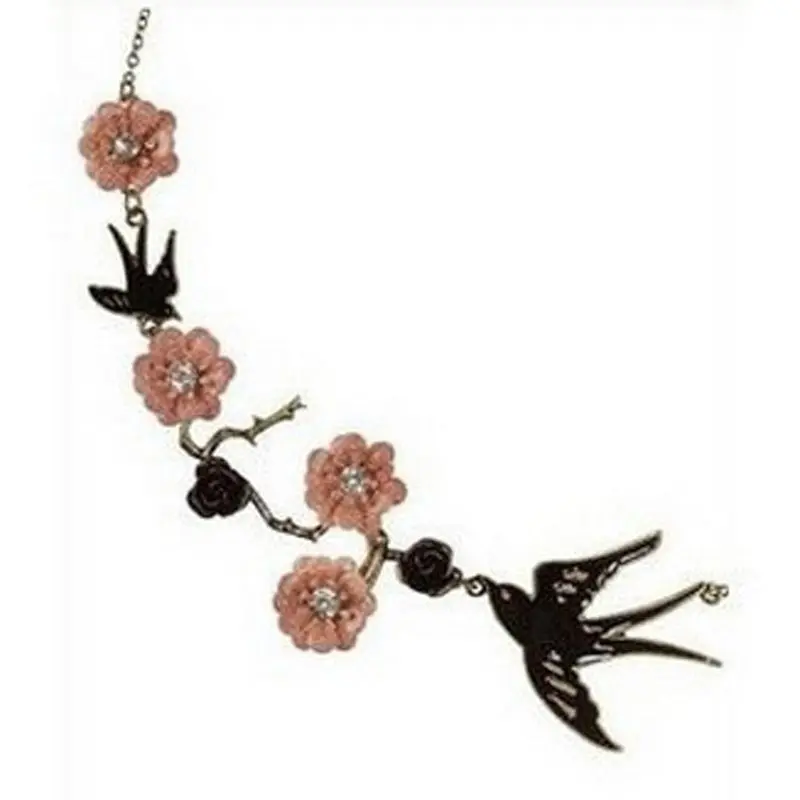 Цветок Цепочки и ожерелья gfs модные европейские ретро цветок Ласточки птица