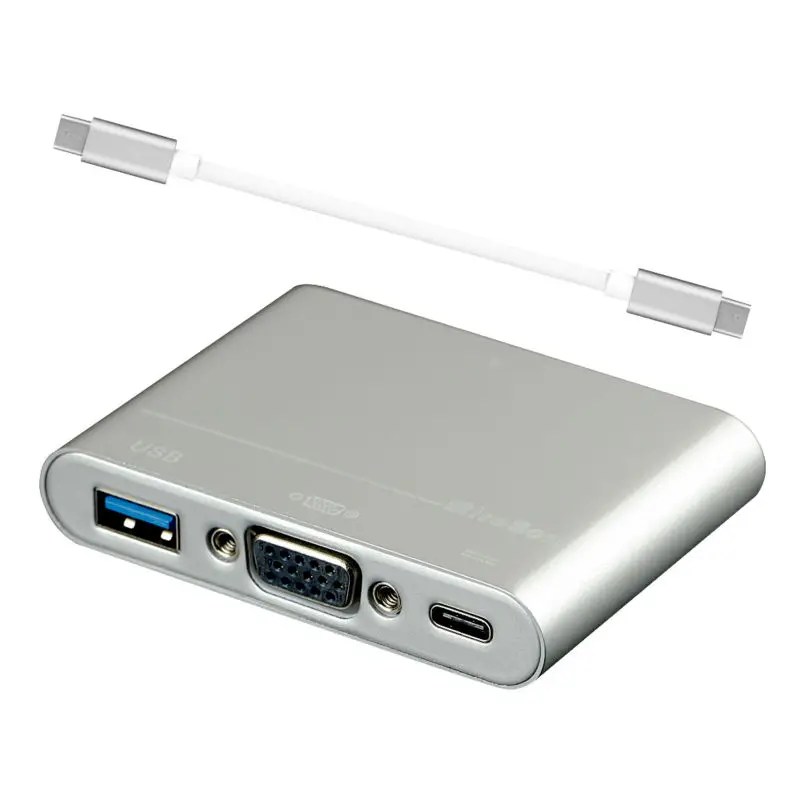 Серебристый USB 3.1 Тип c USB-C VGA адаптер для MacBook 12 дюймов компьютерный кабель Разъем 3