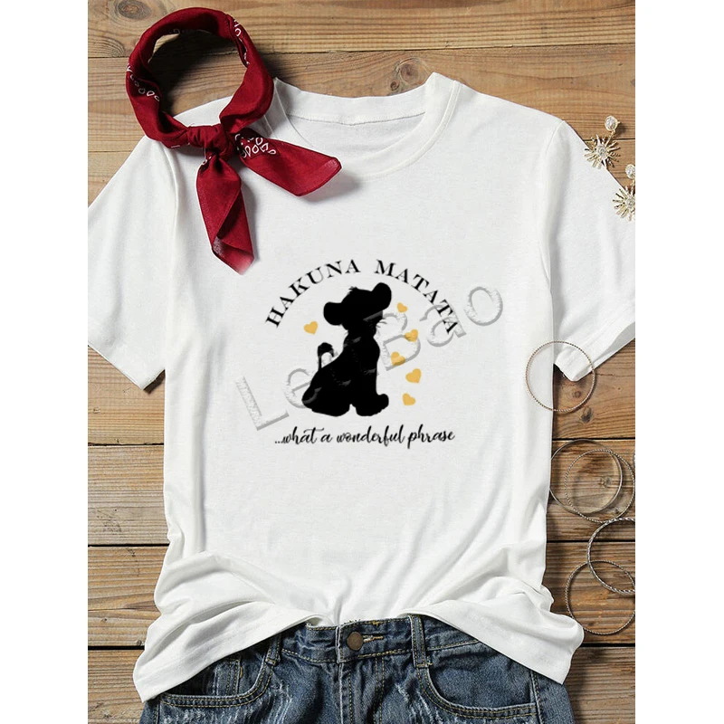 HHakuna Matata/Футболка Леди Король Лев Simba модные летние футболки для девочек 100% хлопок