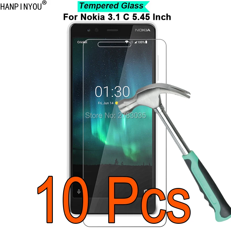 

10 шт./лот для Nokia 3,1 C 5,45 "твердость 9H 2.5D ультратонкая закаленная стеклянная пленка защитная пленка для экрана