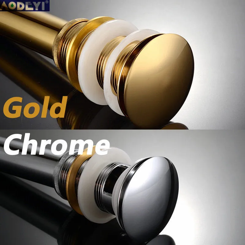 solid brass bathroom lavatory sink pop up drain withwithout overflow gold finish bathroom parts faucet accessories free global shipping