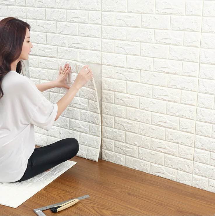 Настенный стикер высокое качество PE foam глубокая тисненая 3D кирпичная настенная