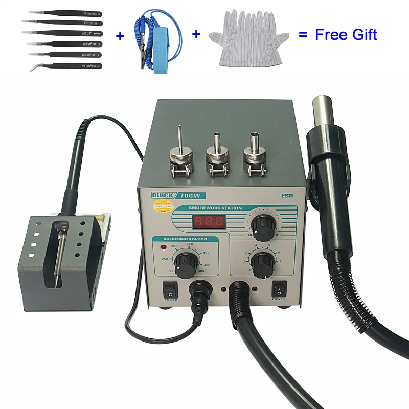 

Quick 706W+ 110V 220V Hot Air Gun BGA Rework Solder Station