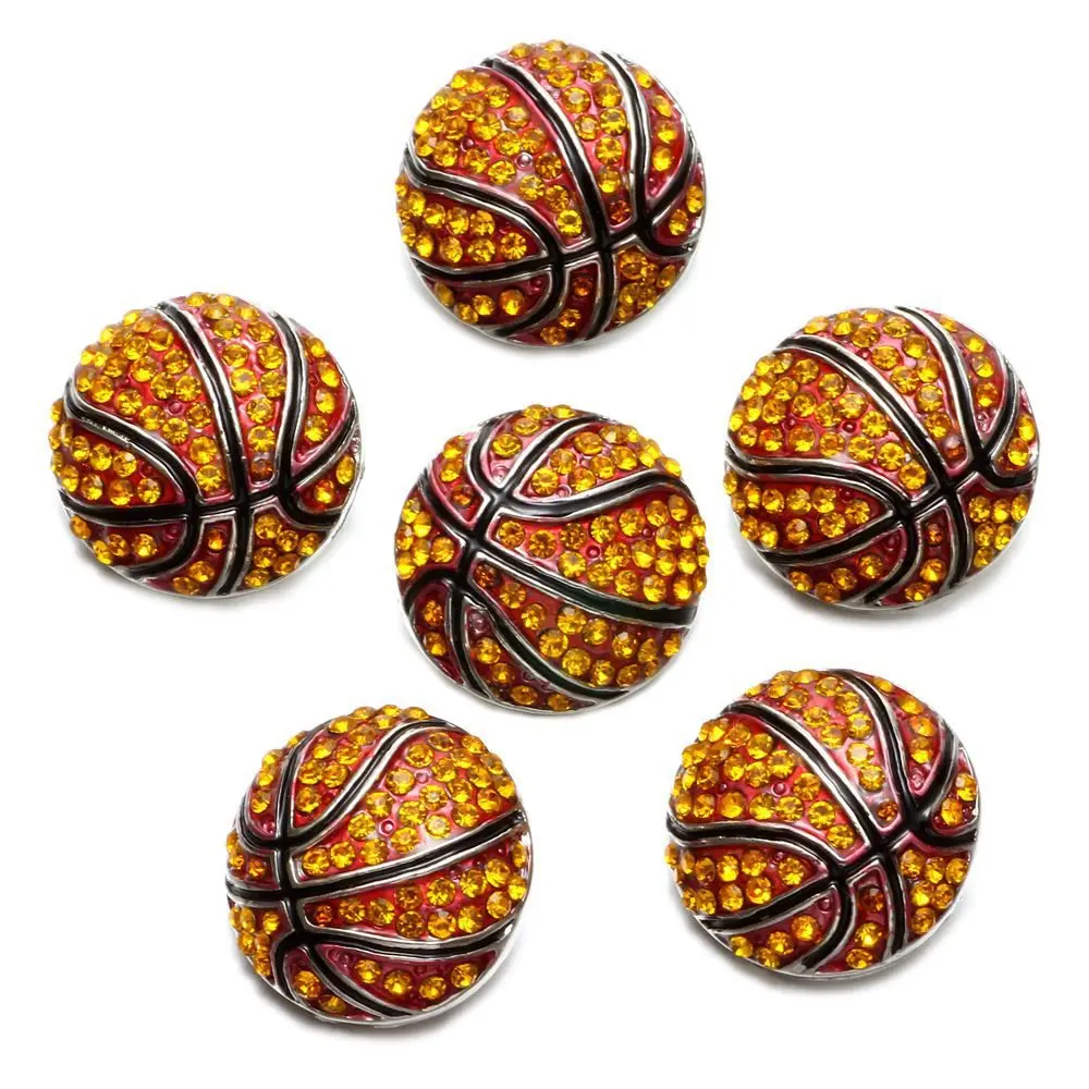 Золото горный хрусталь Стиль Баскетбол Талисманы 18 мм кнопки украшения для