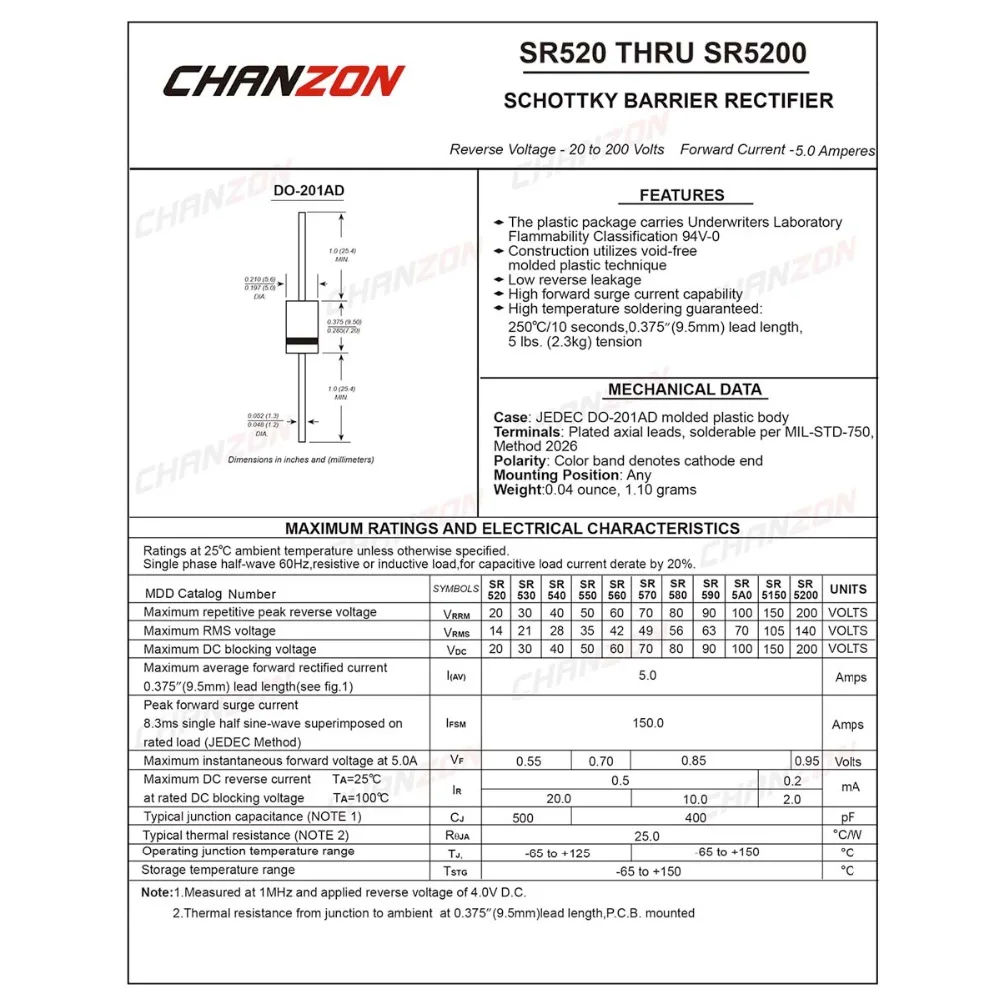 Быстрорежущей инструментальной стали(20 шт.) SR5150(SB5150) с барьером Шоттки Диоды выпрямителя тока 5A 150 V DO-201AD(DO-27) осевой кулер 5 ампер 150 вольт SR 5150