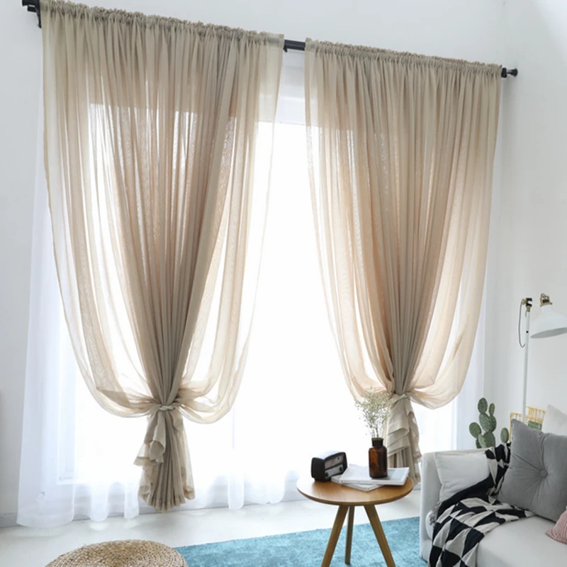 

300cm Height Pure Color Curtain Living Room Window Finished Tulle Sheer Voile Curtains For Bedroom Rideaux Voilage Drapes