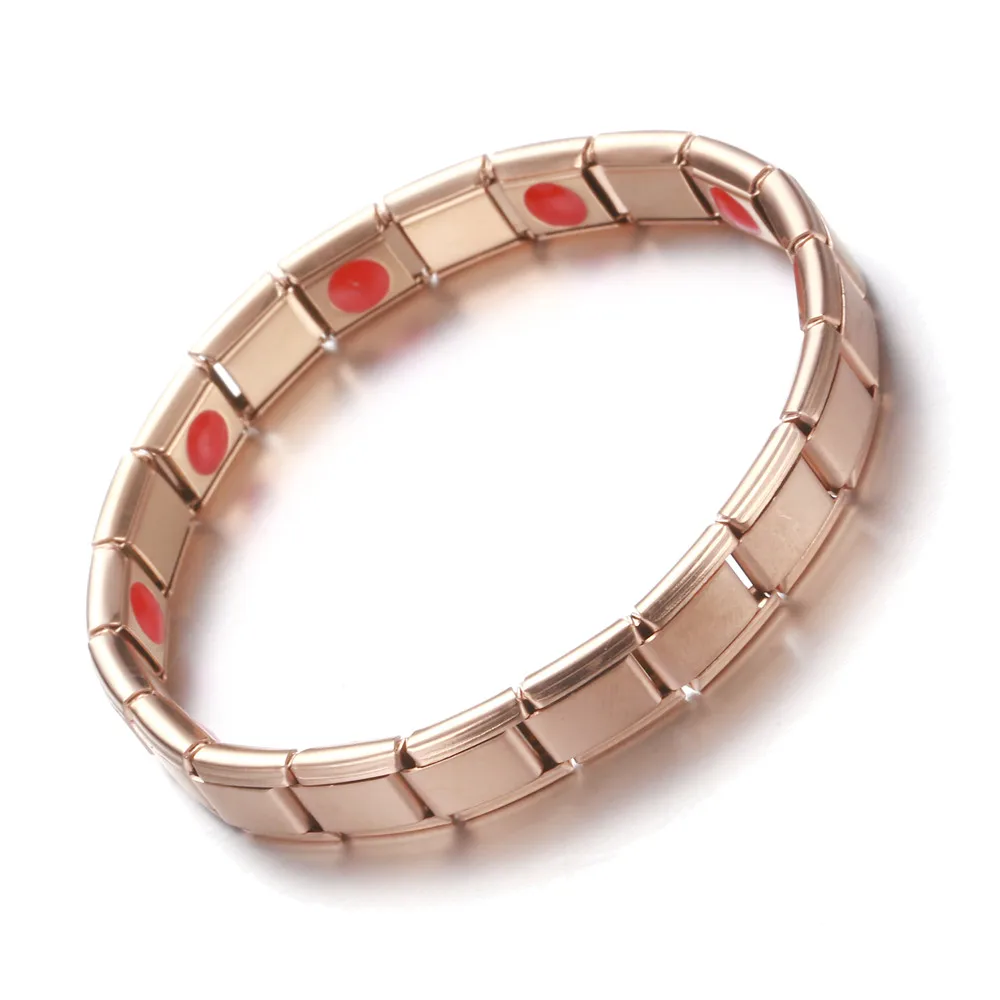 9mmrosegold Женский браслет из нержавеющей стали Эластичный регулируемый черный розовый золотой цвет германий магнитный браслет для мужчин ювелирные изделия для здоровья - Окраска металла: 9mmrosegold