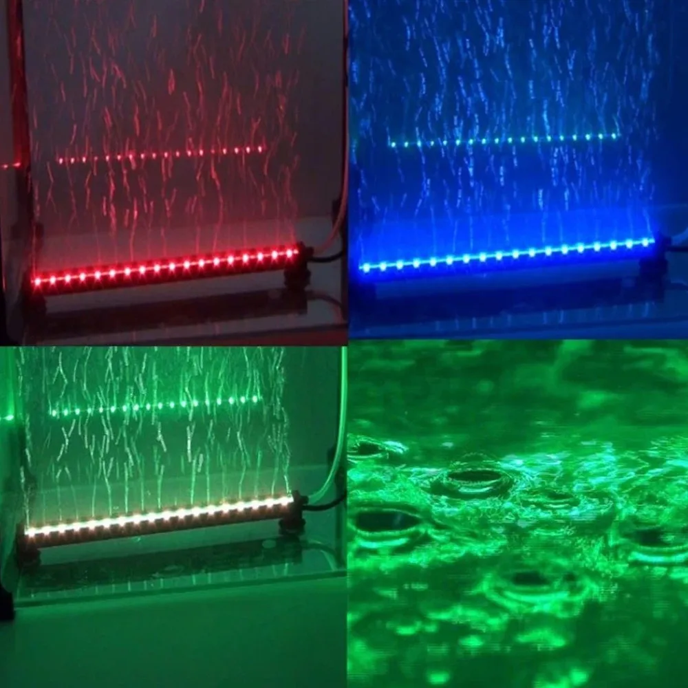 ЕС/США штекер 12-46 см 5050 RGB светодиодный светильник для аквариума с воздушными пузырьками светильник для аквариума Водонепроницаемый погружной светильник для аквариума