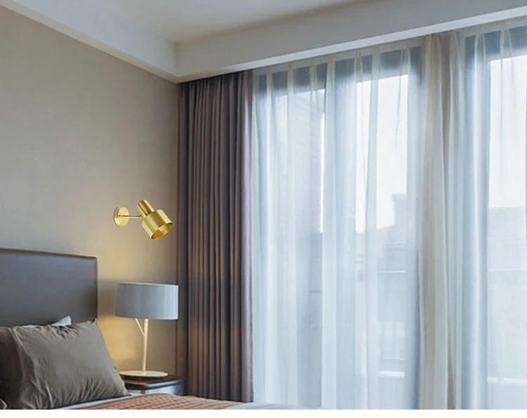 Minimalist copper brass wall light lamp LED bedside toilet bathroom reading wall light LED sconce modern simple gold wall light