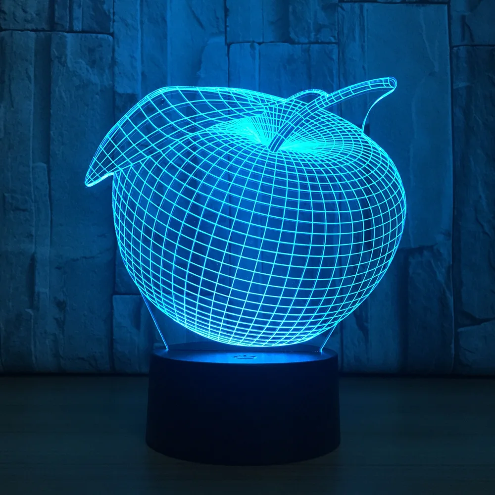 Креативный светильник Apple Fruit семь цветов Usb сенсорный акриловый светодиодный
