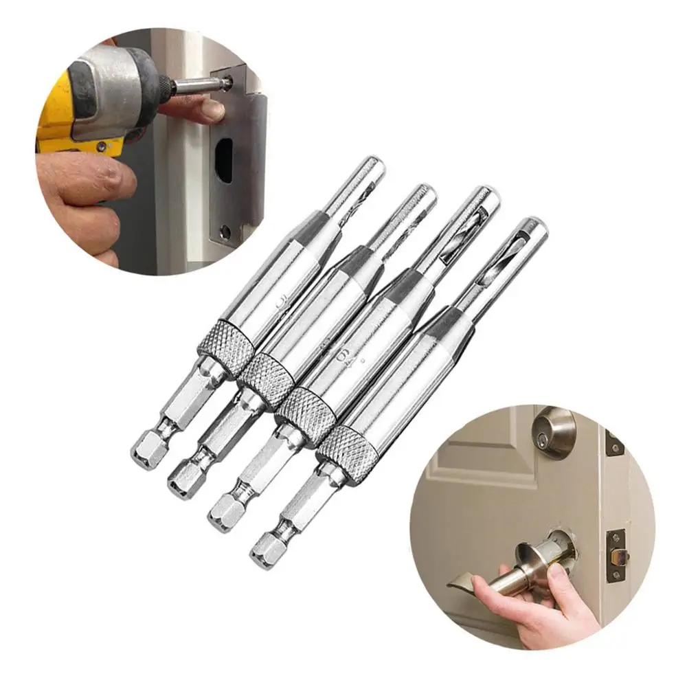 Door Hinge Drill Bit Set Self-Centering 5/64&quot 7/64&quot 9/64&quot 11/64&quot 13/64&quot 1/4&quot 5mm Hole Puncher Woodworking |