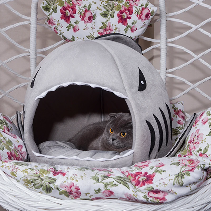 Акула Форма кошка кровати теплый играть пещера собака дом транспорт Pour Chat Собака