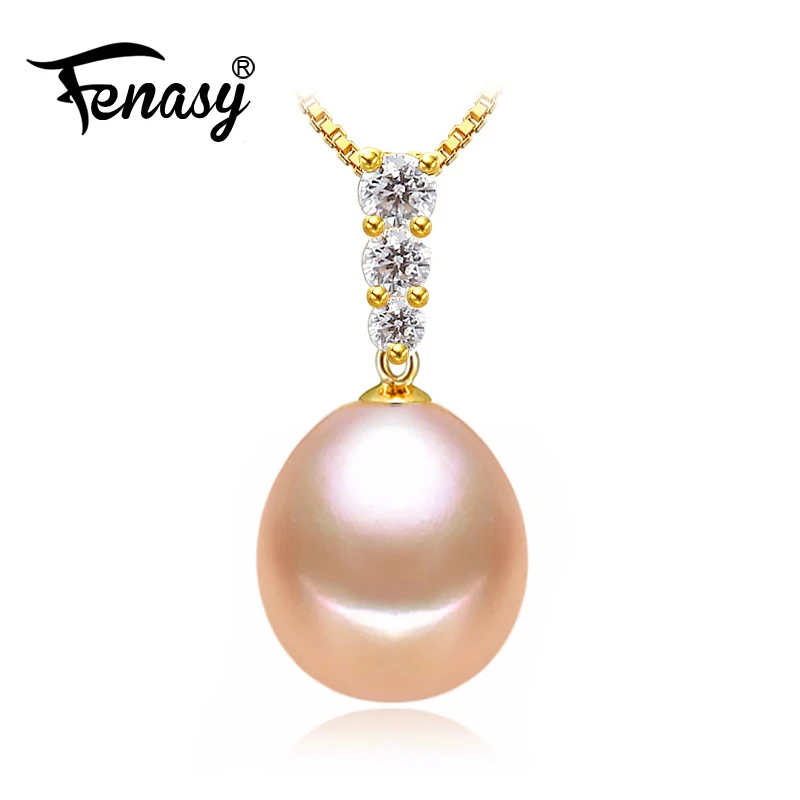 FENASY 18K Gold pendant pearl Jewelry necklaces for lovers office career fine jewelry pendants send s925 silver | Украшения и
