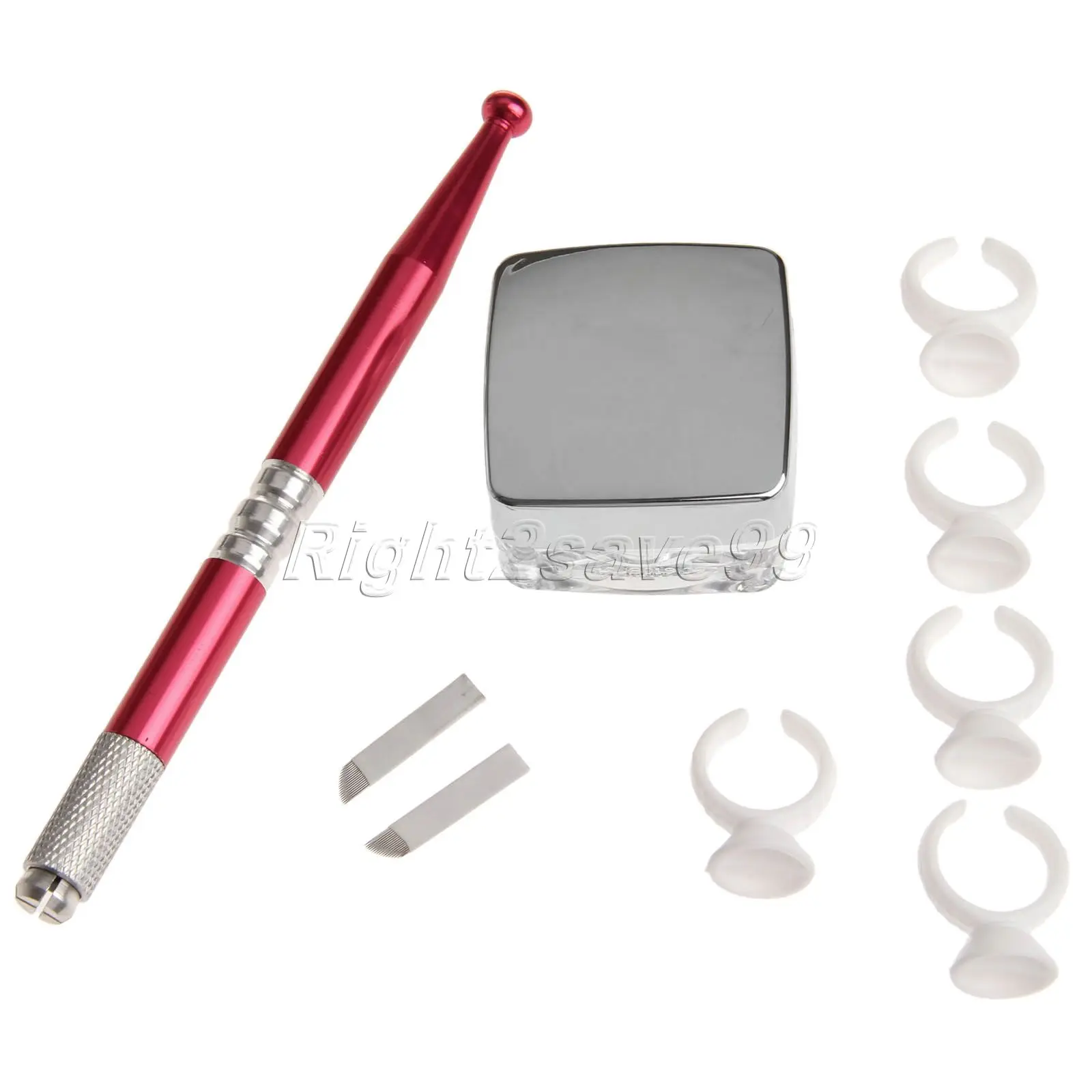 Ручная Перманентная ручка + черные кофейные чернила для татуажа бровей 10 шт. 17 игл лезвий 50 колпачки макияжа