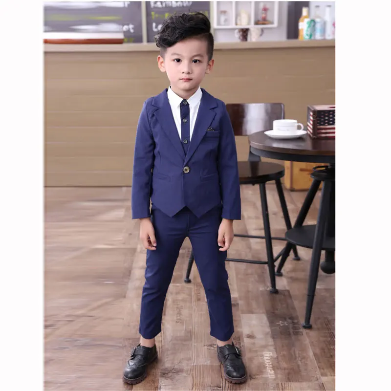 Navy(Blazer Pant) Kindstraum/ г. новые комплекты одежды для мальчиков 2 предмета, однотонный хлопковый блейзер+ штаны, Детские официальные костюмы модные детские свадебные костюмы MC922 - Цвет: Navy(Blazer Pant)