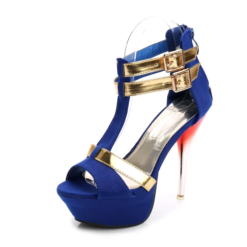 Летние модные туфли на высоком металлическом каблуке женские сандалии с - Фото №1