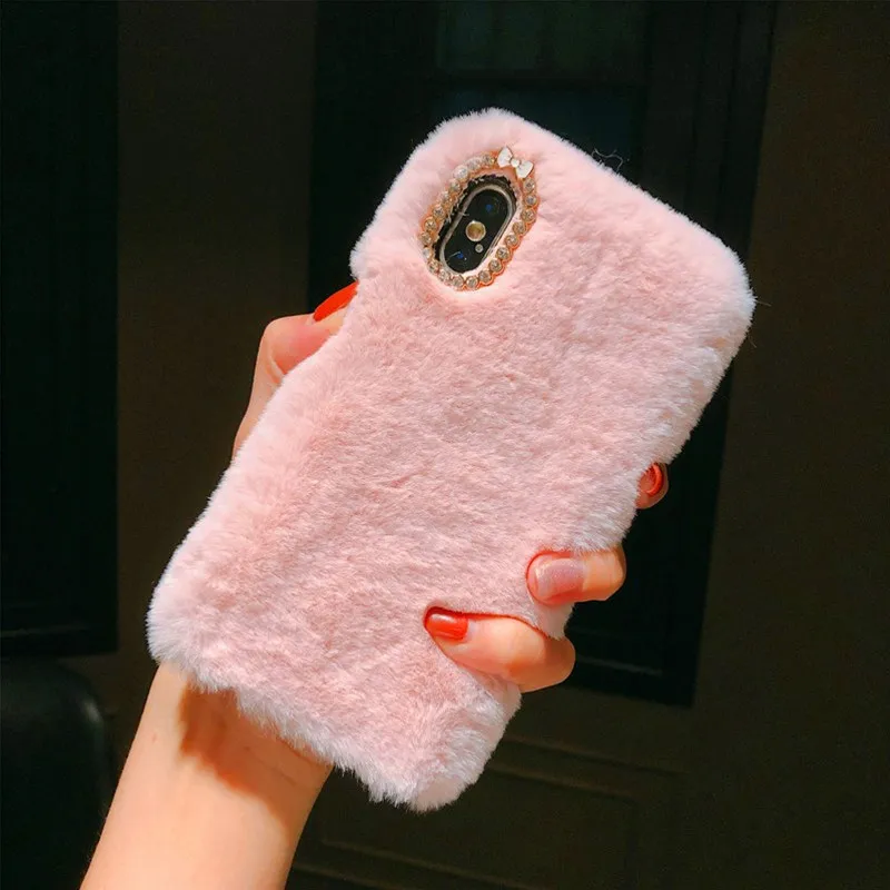 Pink Милая яркая Пышная юбка с мехом из кроличьей шерсти чехол для samsung galaxy J7 Neo J2 Core J3 J5 A5 A3 A7 S9 S8 A6 A8 плюс Note 9 - Цвет: Pink