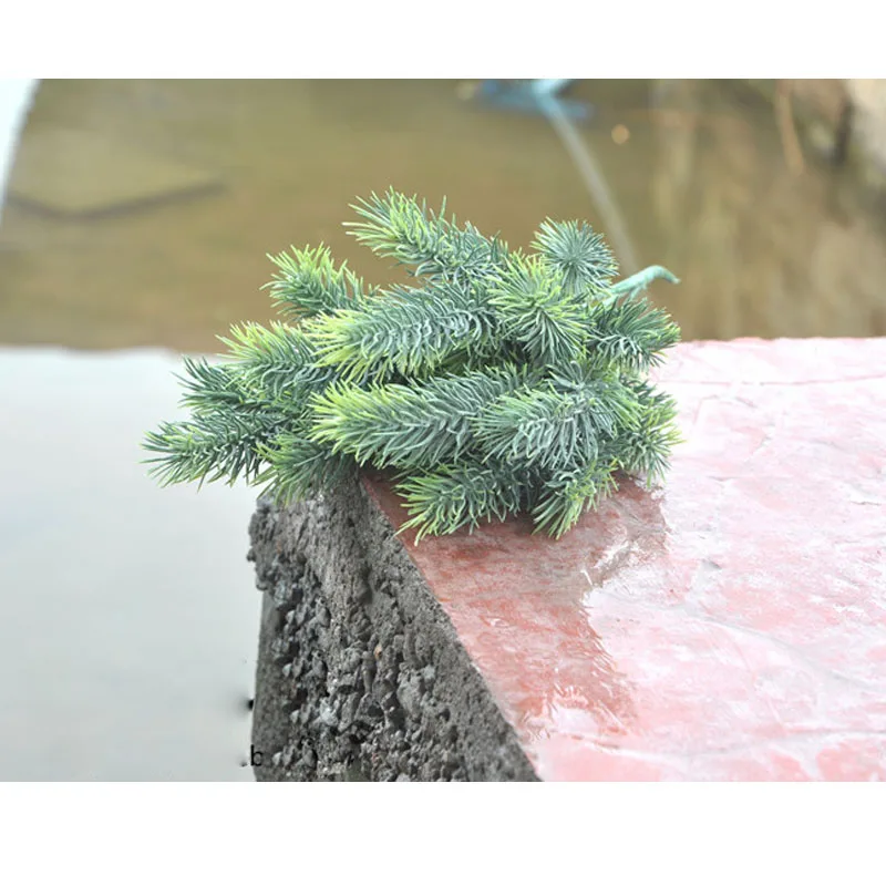 Artificial Pine tree branches Christmas plastic flower arrangement DIY wreath leaves for decoration fake plants | Дом и сад