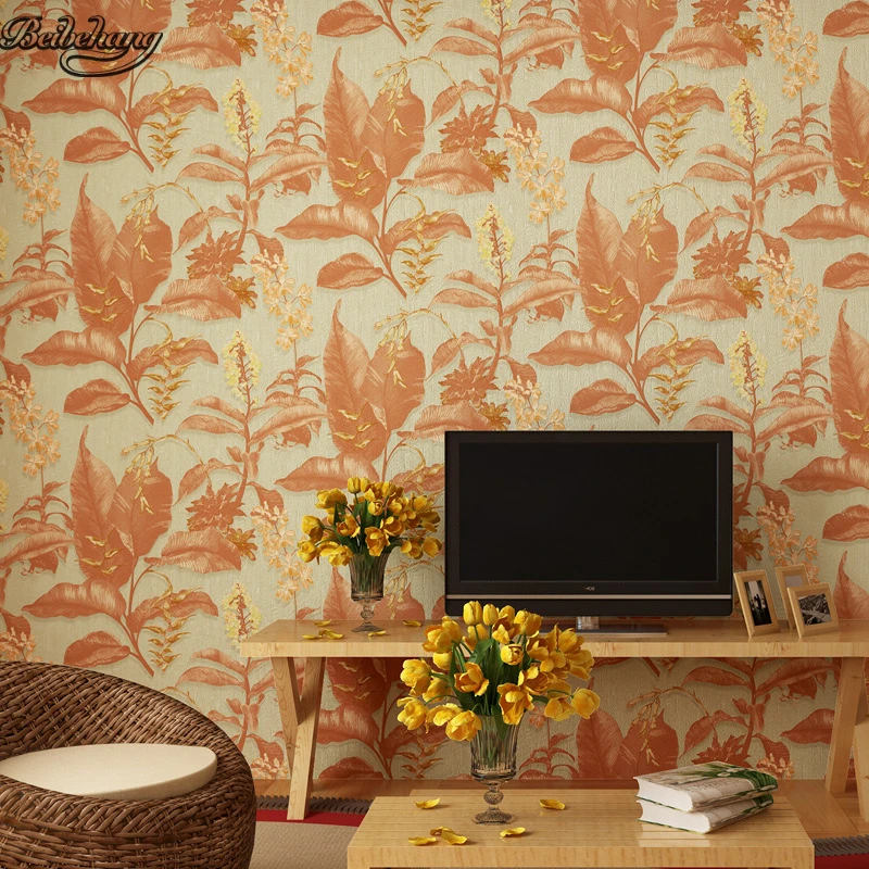 beibehang European Retro Pastoral Large Flower 3D Stereo Non - Woven Wallpaper Bedroom Living Room Sofa TV Background | Обустройство