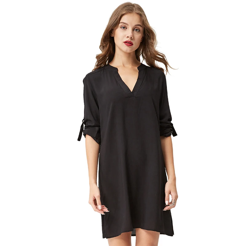 Женское шифоновое платье свободного покроя элегантное однотонное красное