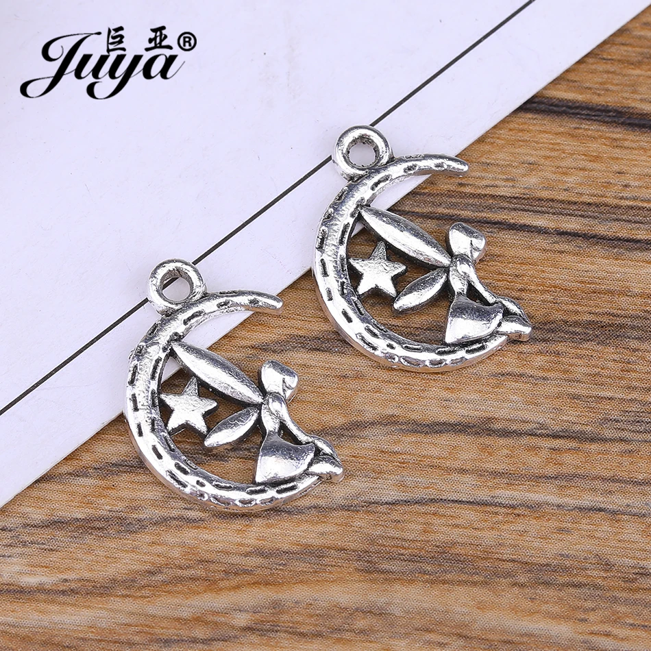 JUYA 30pcs/lot 19.5x13.5mm High Quality Moon and Star Pendants for Jewelry Making Beautiful Faery Charms DIY Necklace AO0494 | Украшения и